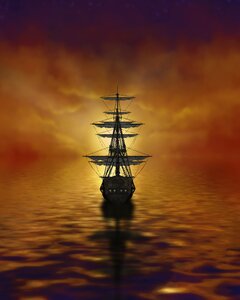 Ocean ship sailing. Free illustration for personal and commercial use.