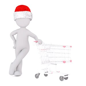 Santa hat 3d model shopping cart. Free illustration for personal and commercial use.