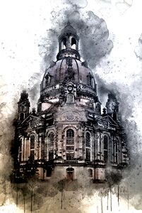 Frauenkirche landmark building. Free illustration for personal and commercial use.