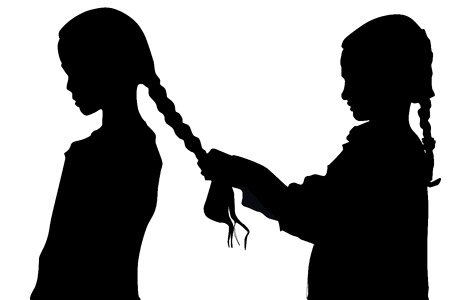Hairstyle two sisters silhouette. Free illustration for personal and commercial use.
