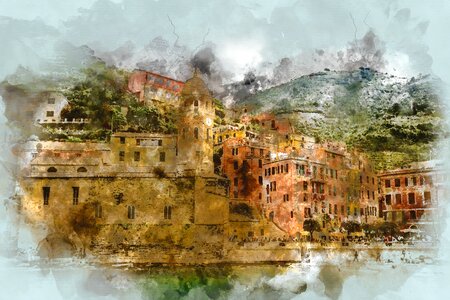 Amalfi coast buildings scenic. Free illustration for personal and commercial use.