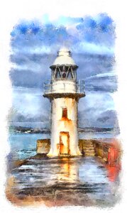 Breakwater harbour light. Free illustration for personal and commercial use.