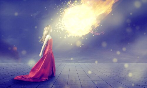 Female star fireball. Free illustration for personal and commercial use.