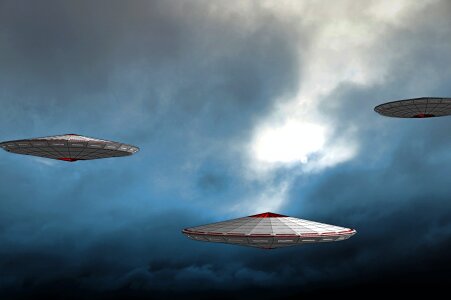 Unidentified flying object foreign intelligence arrival. Free illustration for personal and commercial use.