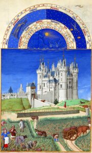 Limbourg brothers hours book castle saumur. Free illustration for personal and commercial use.