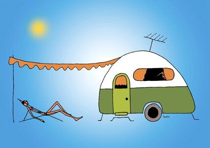 Camping sun nap. Free illustration for personal and commercial use.