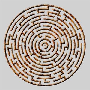 Quiz labyrinth brown puzzle. Free illustration for personal and commercial use.