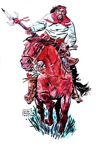 Cowboy riding warrior. Free illustration for personal and commercial use.