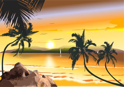 Tropical litoral holidays. Free illustration for personal and commercial use.