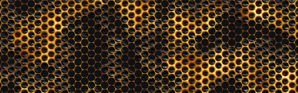 Honeycomb bee brown banner. Free illustration for personal and commercial use.