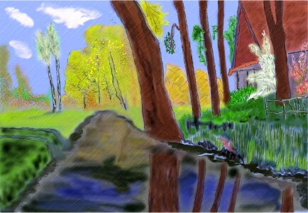 Landscape bach spring. Free illustration for personal and commercial use.
