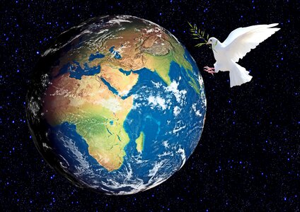 Planet cosmos peace dove. Free illustration for personal and commercial use.