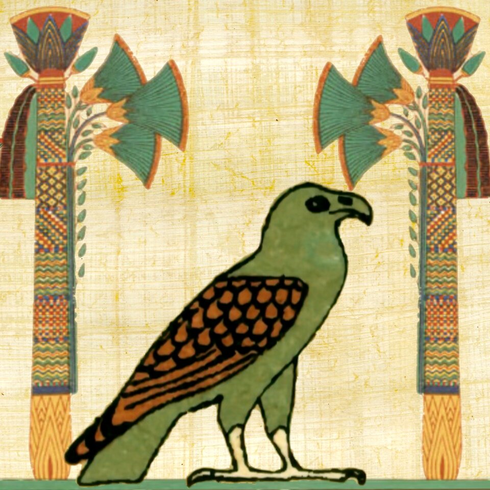 Bird hieroglyphs religious symbol. Free illustration for personal and commercial use.