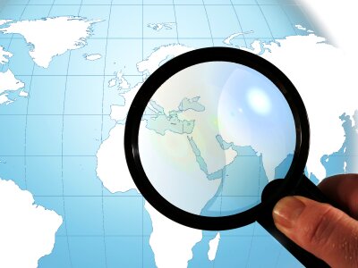 Continents magnification search. Free illustration for personal and commercial use.