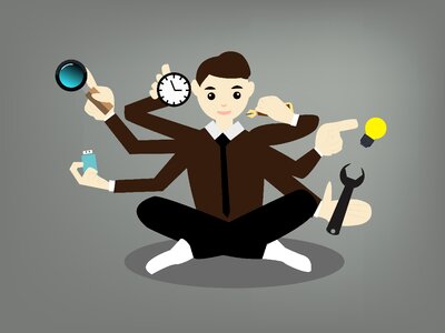 Business multitasking communication. Free illustration for personal and commercial use.