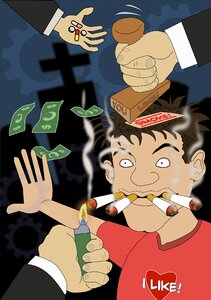 Cigarette market system. Free illustration for personal and commercial use.