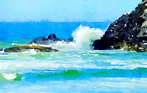 Ocean painting art. Free illustration for personal and commercial use.