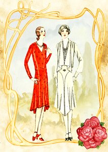 1920's watercolor painting. Free illustration for personal and commercial use.