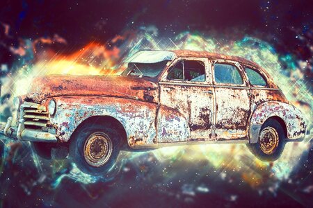 Rusty auto transportation. Free illustration for personal and commercial use.