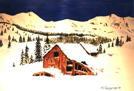 Landscape snow art. Free illustration for personal and commercial use.