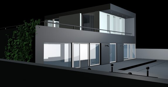 Night modern house. Free illustration for personal and commercial use.