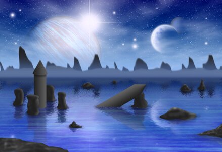 Fantasy blue planet Free illustrations. Free illustration for personal and commercial use.