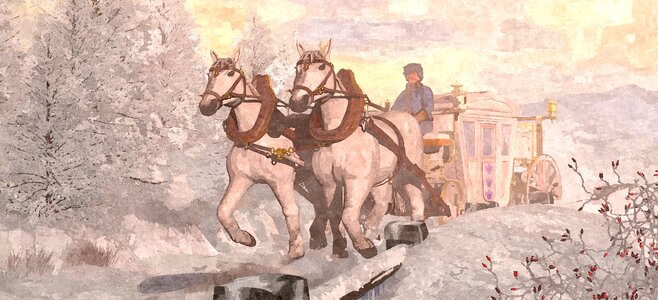 The coach horses sled. Free illustration for personal and commercial use.