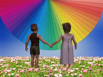 Affection play rainbow. Free illustration for personal and commercial use.