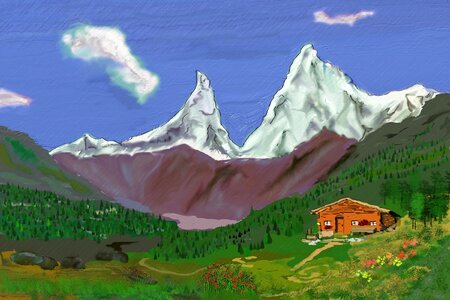 Mountain station mountaineering alpine hut. Free illustration for personal and commercial use.