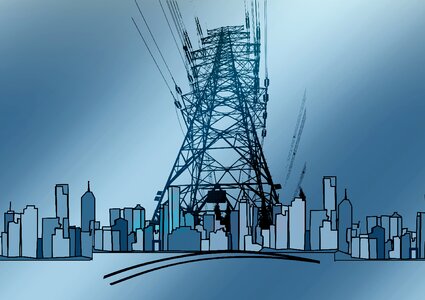 Skyline energy performance. Free illustration for personal and commercial use.