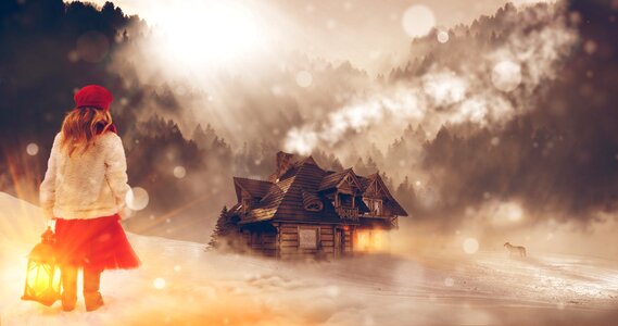 Winter snow house. Free illustration for personal and commercial use.