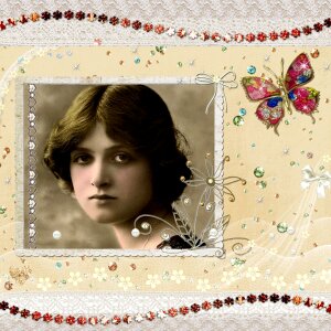 Beautiful collage vintage woman. Free illustration for personal and commercial use.