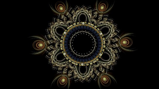 Fractal art black background ornament. Free illustration for personal and commercial use.