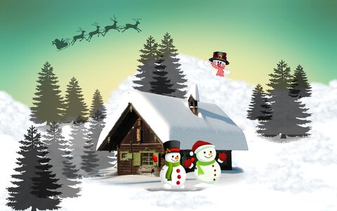 Merry christmas snowman december. Free illustration for personal and commercial use.