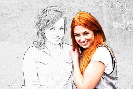 Young double femininity. Free illustration for personal and commercial use.
