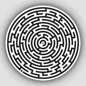 Quiz labyrinth gray puzzle. Free illustration for personal and commercial use.
