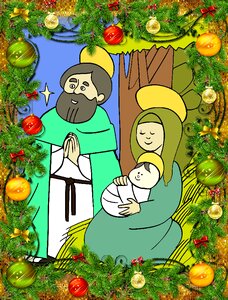 Christmas birth of jesus santa. Free illustration for personal and commercial use.