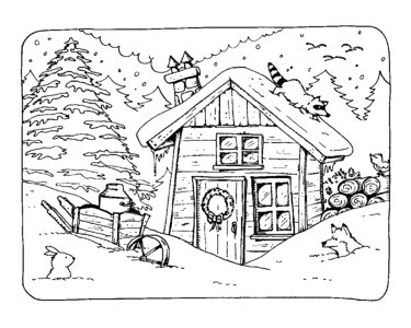 Cold mountain holiday. Free illustration for personal and commercial use.