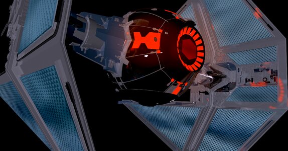 Tie interceptor spaceship flight glider. Free illustration for personal and commercial use.