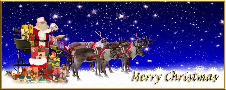 Santa claus christmas sleigh reindeer. Free illustration for personal and commercial use.