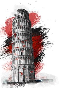The leaning tower travel tour. Free illustration for personal and commercial use.