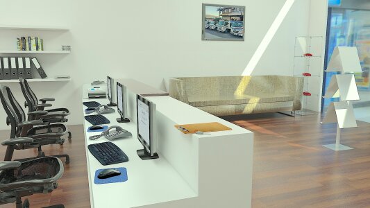 Office open space interior design. Free illustration for personal and commercial use.