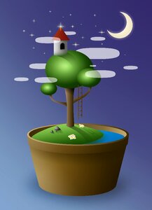 Island night tower. Free illustration for personal and commercial use.