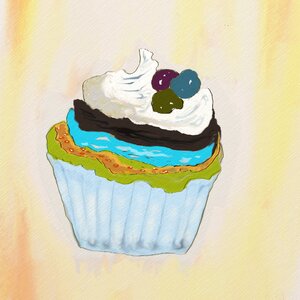 Bake small cakes sweetness. Free illustration for personal and commercial use.