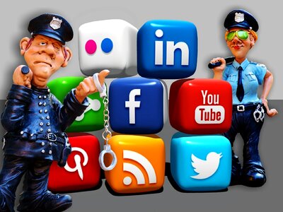 Police social networking social. Free illustration for personal and commercial use.