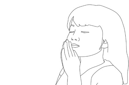 Praying girl coloring page Free illustrations. Free illustration for personal and commercial use.