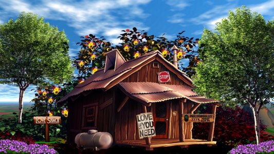 Cabin wooden digital artwork. Free illustration for personal and commercial use.