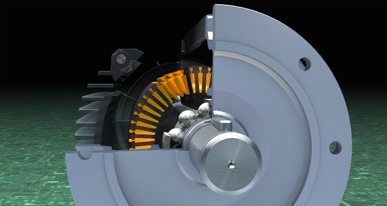 Ball bearings motor section. Free illustration for personal and commercial use.