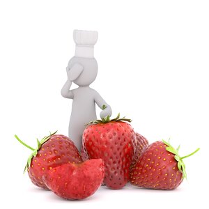 Vegan strawberry white male. Free illustration for personal and commercial use.