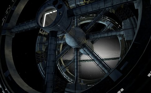 Spaceship interior stage design. Free illustration for personal and commercial use.